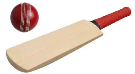 Isolated Cricket ball and bat