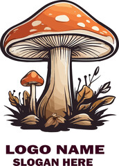 Wild Mushroom logo icon vector white background .