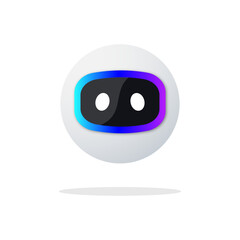 3D Futuristic Robot Face Icon with Glowing Blue and Purple Neon Border