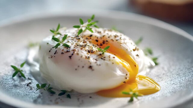 Ultra HD Macro shot of a poached egg video eggs benedict video poached Egg animated video egg poached video close up video of a poached egg video delicious poached eggs video