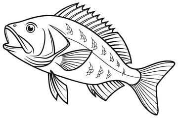 coloring page line art the snapper fish black vector