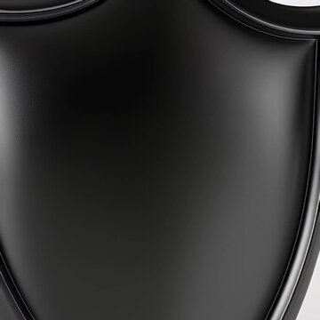 Black Shield Icon for Protection Defense and Security 3D Rendered on White Background