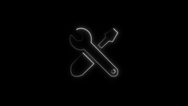 glowing neon cyan bule color setting animation icon circle animated on black background glowing neon cyan icon 4k.