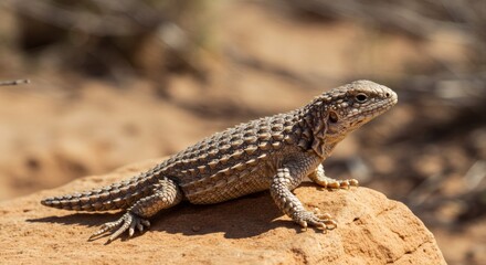 Fototapeta premium Desert Dweller Lizard basking on sandstone in Arizonas sun.