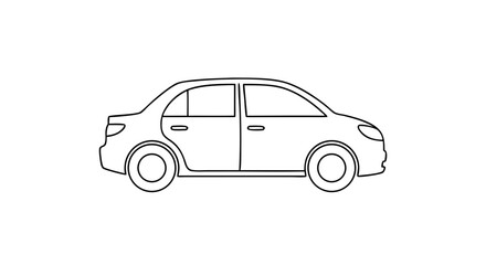 Fototapeta premium Minimalist automobile outline drawing on a white background conveying simplicity and transportation illustration car line design drawing