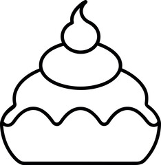 Minimalist Swirled Spumoni Cupcake Illustration in Black Line Style