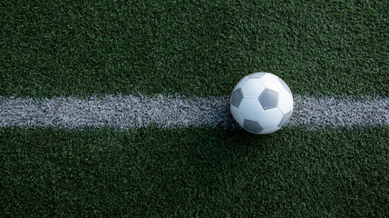 Soccer Ball on Green Turf: A Dynamic Overhead View for Sports Enthusiasts & Graphic Design Projects Inspiring Active Lifestyles

