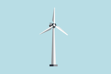 A vector illustration of a wind turbine symbolizes renewable energy and environmentally friendly energy. This vector graphic highlights sustainable technology and clean energy themes.