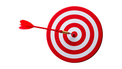 red dart hitting target isolated on transparent background