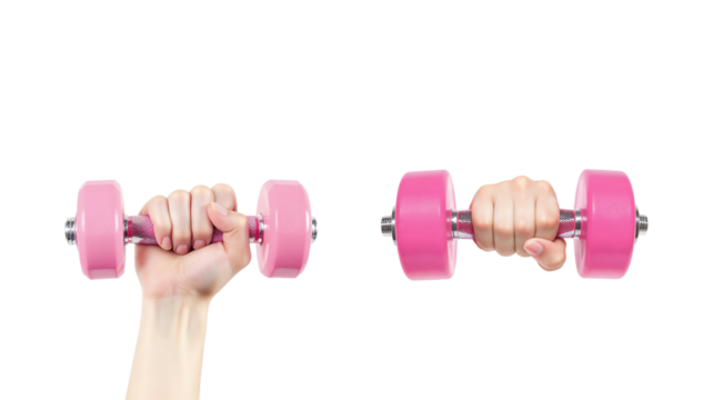 Pink Dumbbell in Hand on transparent background png