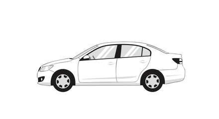 Fototapeta premium Sleek White Sedan Illustration with Clean Lines and Modern Design Aesthetic for Transportation Visuals