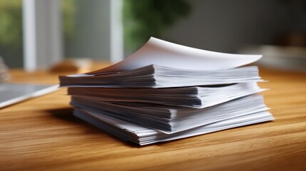 Thick Stack White Paper Warm Wood