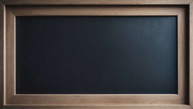 Blackboard with a wooden frame, empty and clean. Classroom, education, or presentation background. Traditional teaching tool and display surface.