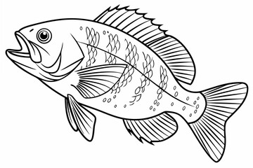 coloring page line art the crappie black vector