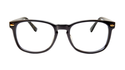 Black round eyeglasses isolated on transparent background, a stylish and classic accessory for vision correction and fashion, with a retro and modern design