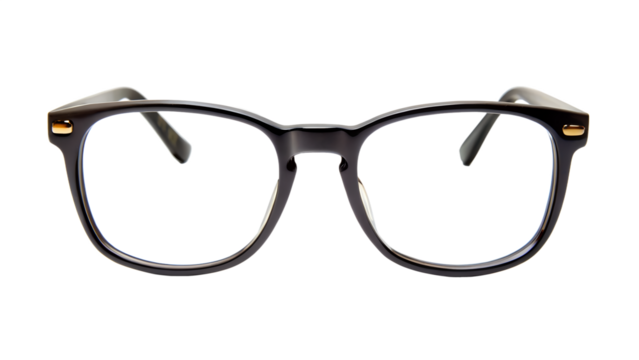 Black round eyeglasses isolated on transparent background, a stylish and classic accessory for vision correction and fashion, with a retro and modern design