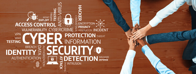 A diverse group working together to strengthen cyber security through proactive measures, focusing on threat detection, incident response, and digital safety enhancement. Amity