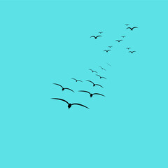Fototapeta premium A vector set of bird silhouettes in flight, capturing grace and freedom—perfect for tattoos or nature-themed designs.