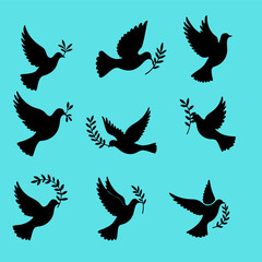 A vector set of flying bird silhouettes on a white background, capturing freedom and grace—perfect for tattoos or nature art.