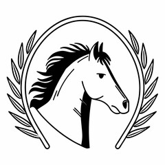 Horse head silhouette vector illustration of animal logo design