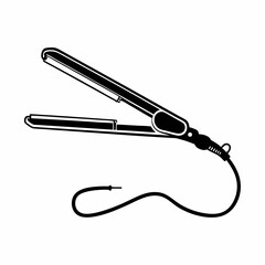 Vector illustrations of fishing rod hook and hair rollers with metal tools and drawing instruments