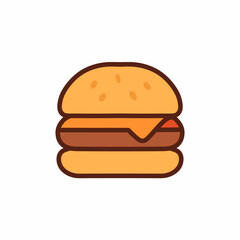 Delicious Burger Illustration Isolated on White Background Fast Food Concept