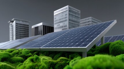 Urban Panels Meet Nature Overcast Cityscape