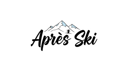 Elegant Apr&egrave;s Ski Typography Design with Mountain Silhouette, Perfect for Winter Holiday Apparel and Decor