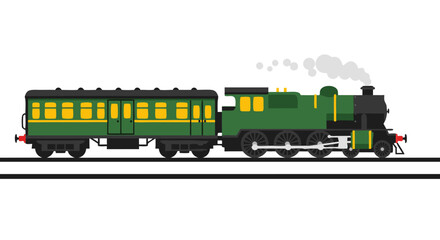 Obraz premium Vintage train with passenger car traversing the tracks towards a new destination journey across the railway transporting people to faraway places