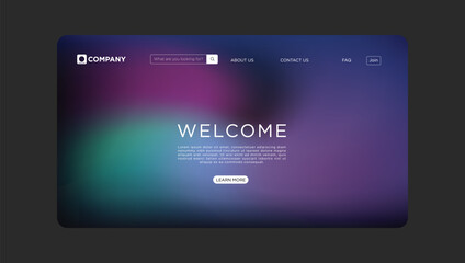 Dynamic welcome landing page design with modern gradient background for business website interface