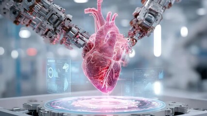 Robotic Manipulation of Bioengineered Human Heart in Futuristic Medical Lab

