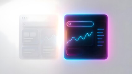 Glowing UI Morphing from Minimal to Neon Mode with Floating Transition Effects
