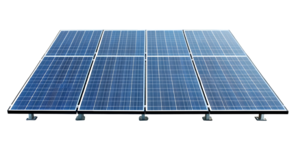 Solar panels on isolated background on transparent background