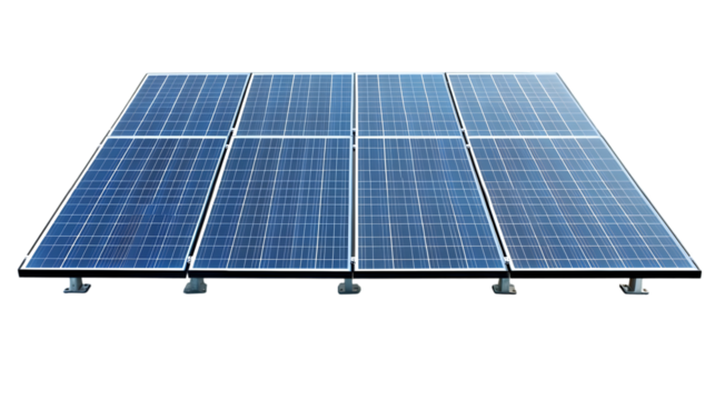 Solar panels on isolated background on transparent background