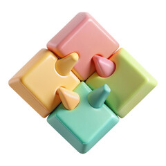Four Brightly Colored Pastel Hued Puzzle Pieces