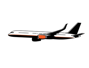 Takeoff. Passenger airliner gains altitude. Isolated image for print, logo, or illustrations.