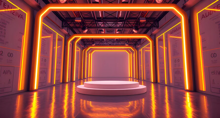 3d render of abstract background, corridor, tunnel, virtual reality space