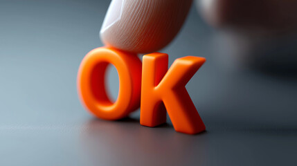 Finger zeigt auf orangefarbenes 