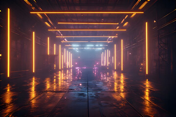 3d render of abstract background, corridor, tunnel, virtual reality space