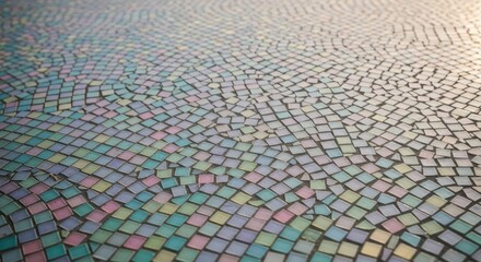 Fototapeta premium Colorful mosaic pavement, light-toned