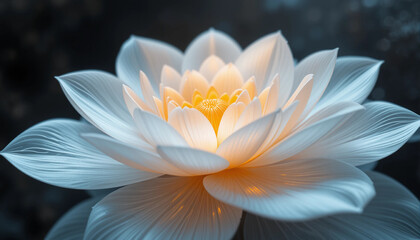 Glowing White Lotus Flower with Soft Lighting and Dark Background