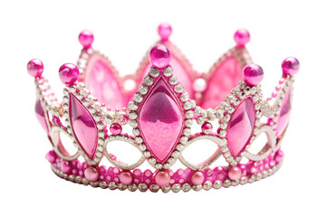 Elegant pink princess tiara crown with sparkling gems, isolated on transparent background, perfect for a fairytalethemed party or a royal celebration