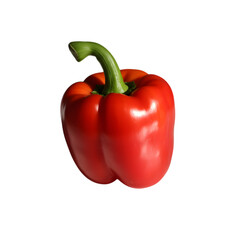 Vector art of a vibrant red bell pepper isolated on transparent background, showcasing its glossy skin and fresh green stem