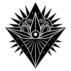 Black and white mandala design with floral and geometric patterns, symmetrical vector illustration, perfect for tattoos or decorative art