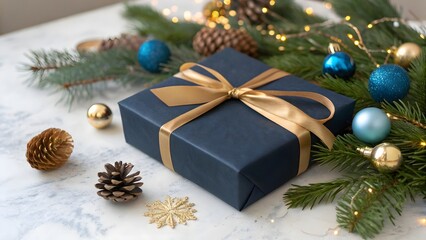 Christmas tree with colorful gifts and festive decorations