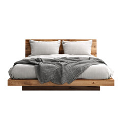 Cozy bed with pillows in a bedroom interior