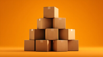 Stacked cardboard boxes arranged in pyramid formation moving boxes storage