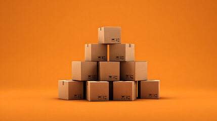 Obraz premium Stacked cardboard boxes for moving and storage moving boxes storage boxes