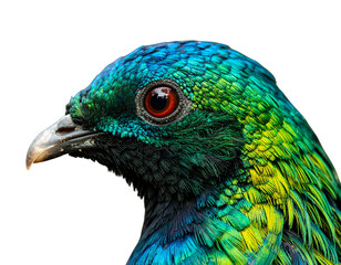 Obraz premium Close-Up of Emerald Dove Head with Focus on Eye and Feather Detail, isolated transparent background PNG