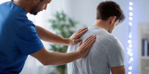 Obraz premium Professional therapist providing back massage to client in calming indoor environment